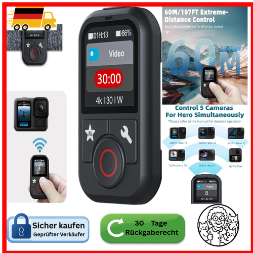GoPro Fernbedienung Black – LCD Display, Mehrsprachig