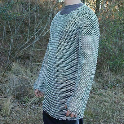 Mittelalter Kettenhemd aus Aluminium in voller Länge, konifiziertes larp HAUBERK