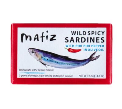 Matiz Wild Caught Spicy Sardines in Olive Oil with Piri Piri Peppers 12 Pack