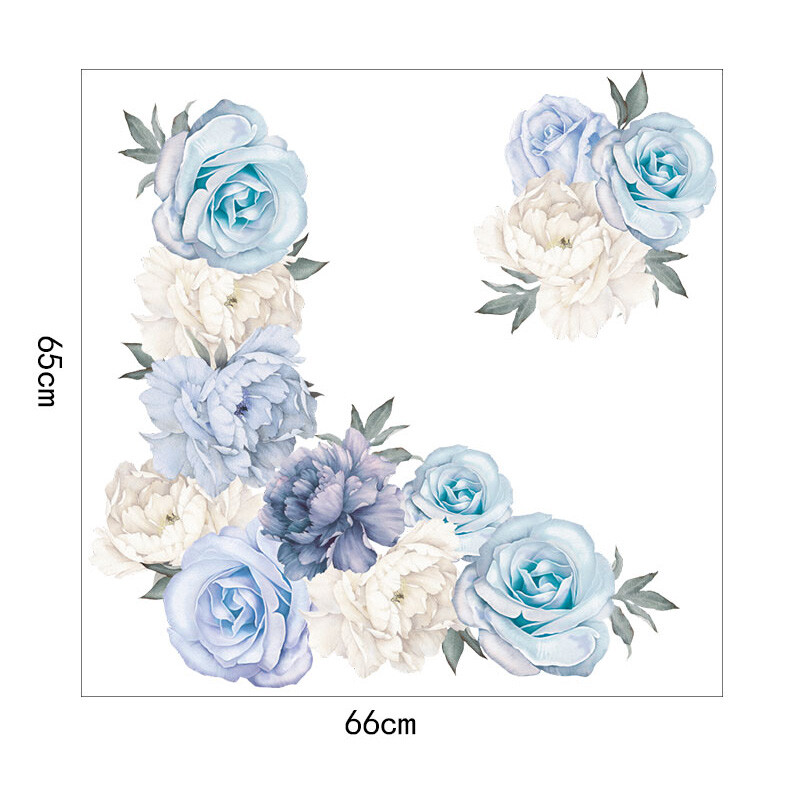 Peony Blue Flower Wall Stickers Vinyl Wall Art Floral Stickers