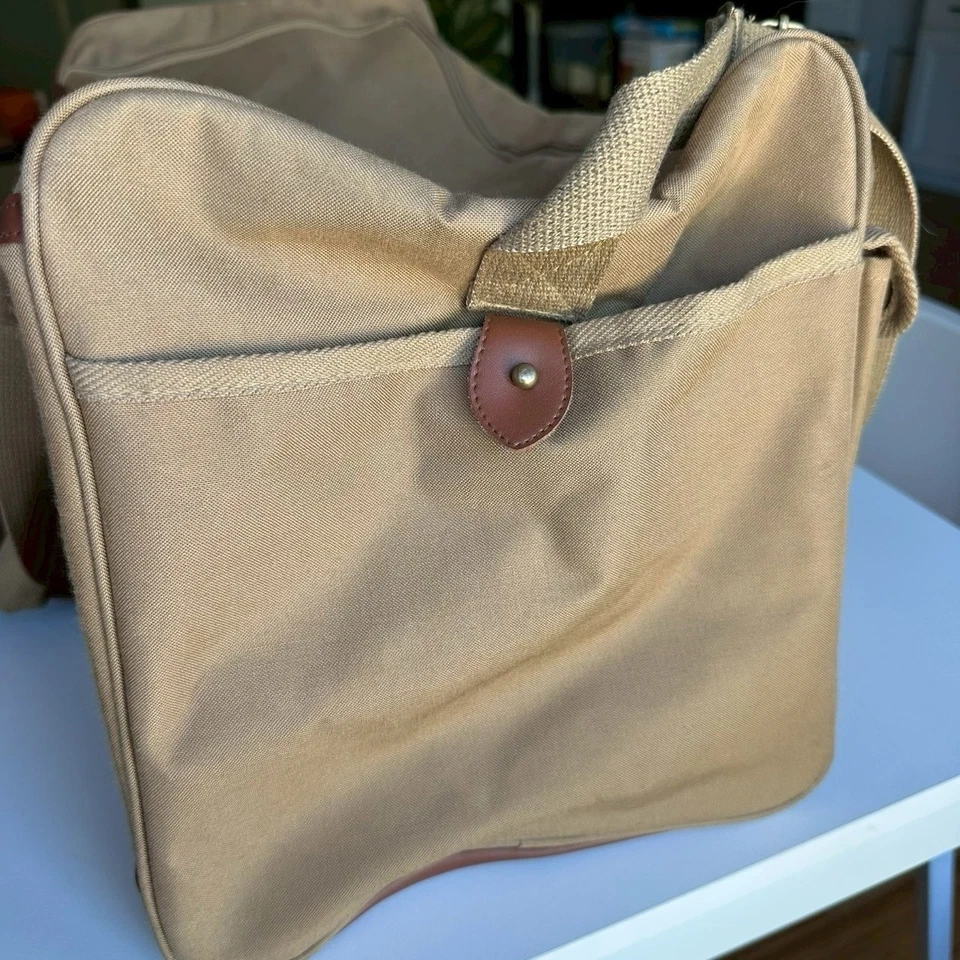Vintage Ralph Lauren Duffel Bag Canvas Leather Trim/Bottom With Strap Tan Brown - Image 4 of 4
