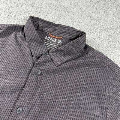 Roark Bless Up Breathable Stretch Shirt Mens Medium Grey Perforated Stretch