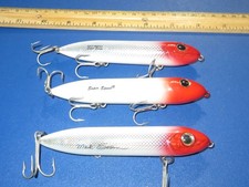 Lot of 3 Heddon Super Spook Topwater lures Mark Sosin Red Head