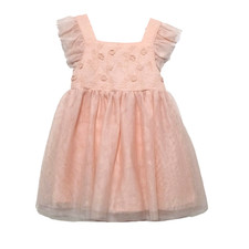 NWT Cat  Jack Baby Girls Peach Floral Dress Size 18 Months Tulle Embroidered