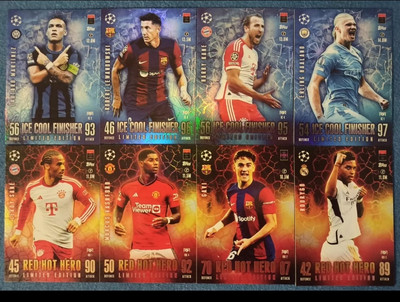 Match Attax Extra 23/24 Alle Ice Cool Finisher + Red Hot Hero Set Full 2023/24