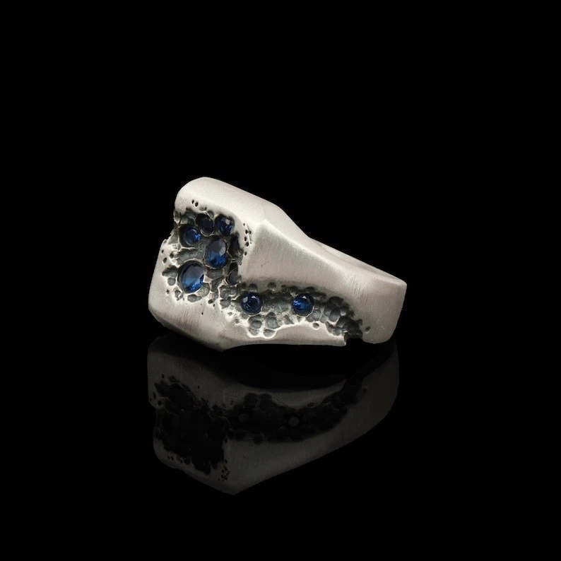 Blue Sapphire Vintage Ring 925 Sterling Silver Handmade Gemstone Jewelry - Image 3 of 4