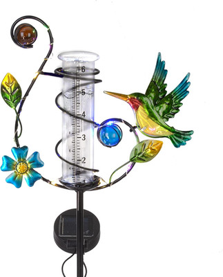 Stargarden Hummingbird Rain Gauge Outdoor Solar LED Lights Rain Gauge Decorative