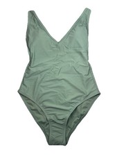 Women's V-Neck One Piece Swimsuit - Kona Sol, Sage Green Sz M 8-10 High Cut Leg