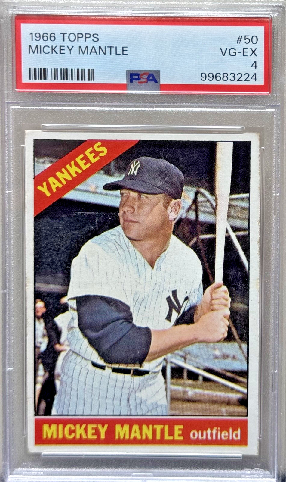 1966 Topps #50 Mickey Mantle New York Yankees PSA 4