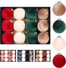 Velvet Christmas Ball Ornaments, 12PCS 80MM for Holiday Tree Decor, Assorted Col
