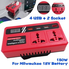 DC 18V To AC 220V Power Inverter For Milwaukee 18V Battery with 4 USB & 2 Socket