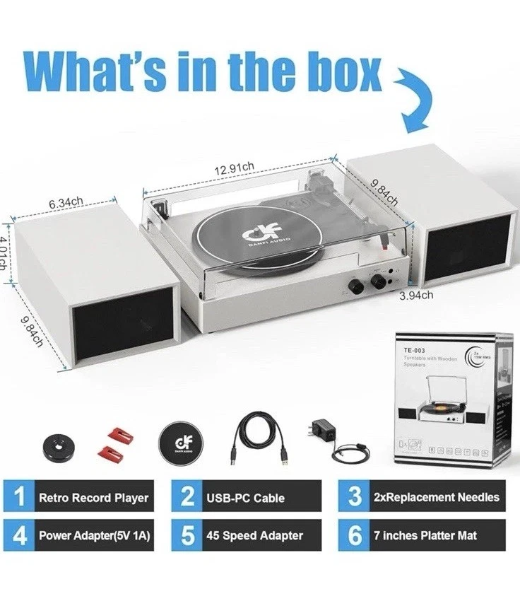 Record Player for Vinyl with External Speakers, Bluetooth 3 Speed Vintage Bel - Image 2 of 4