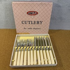 Vintage Unity Fish Cutlery Set 12 Piece ~ 1950s Chrome Mid Century Modern VGC 