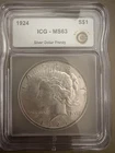 1924 P Peace Silver Dollar S$1 Coin ICG MS63 Break Mint Silver Dollar Frenzy