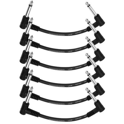 6er Pack Patchkabel Gitarre Pedal 15CM Rechtwinklig 6.35mm Instrumentenkabel