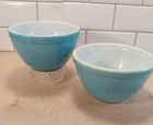 PYREX  Cinderella #401 Set of 2 Mixing Bowls ~ Robin Egg Blue ~ Vintage 1940s