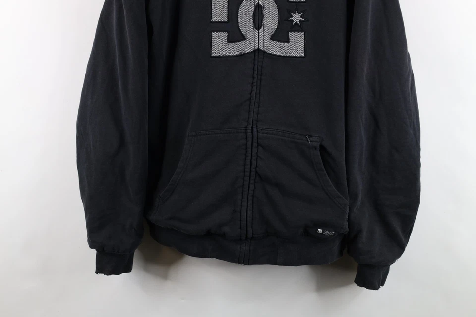 Vtg Y2K DC Shoes Skateboarding Mens XL Fleece Lined Heavyweight Full Zip Hoodie - Image 3 of 4