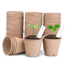 Peat Pots for Seedlings 3.15 Inch, Biodegradable Round Seed Starter Pots with 