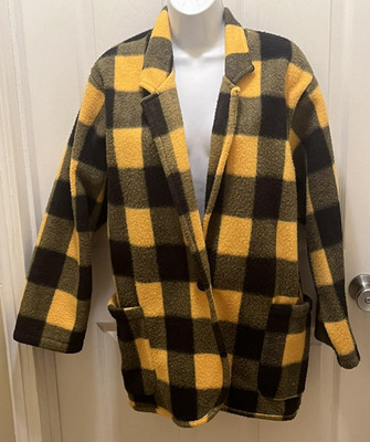 Vintage Limited Express Jacket Womens Medium Plaid Wool Blend Made USA 90s