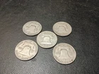 5 Benjamin Franklin Silver Half Dollars From 1950-1963 All Circulated
