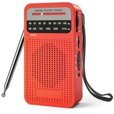Portable AM/FM Radio with Loud Speaker, 2AA Battery Operated, Headphone Jack