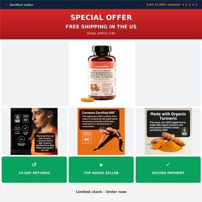 NatureWise Turmeric Curcumin 2250mg 90 Capsules Joint Immune Support
