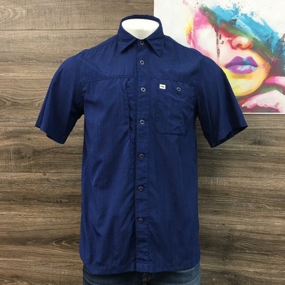 Outdoor Research Mens Short Sleeve Button Up Shirt Blue OR Logo Size M