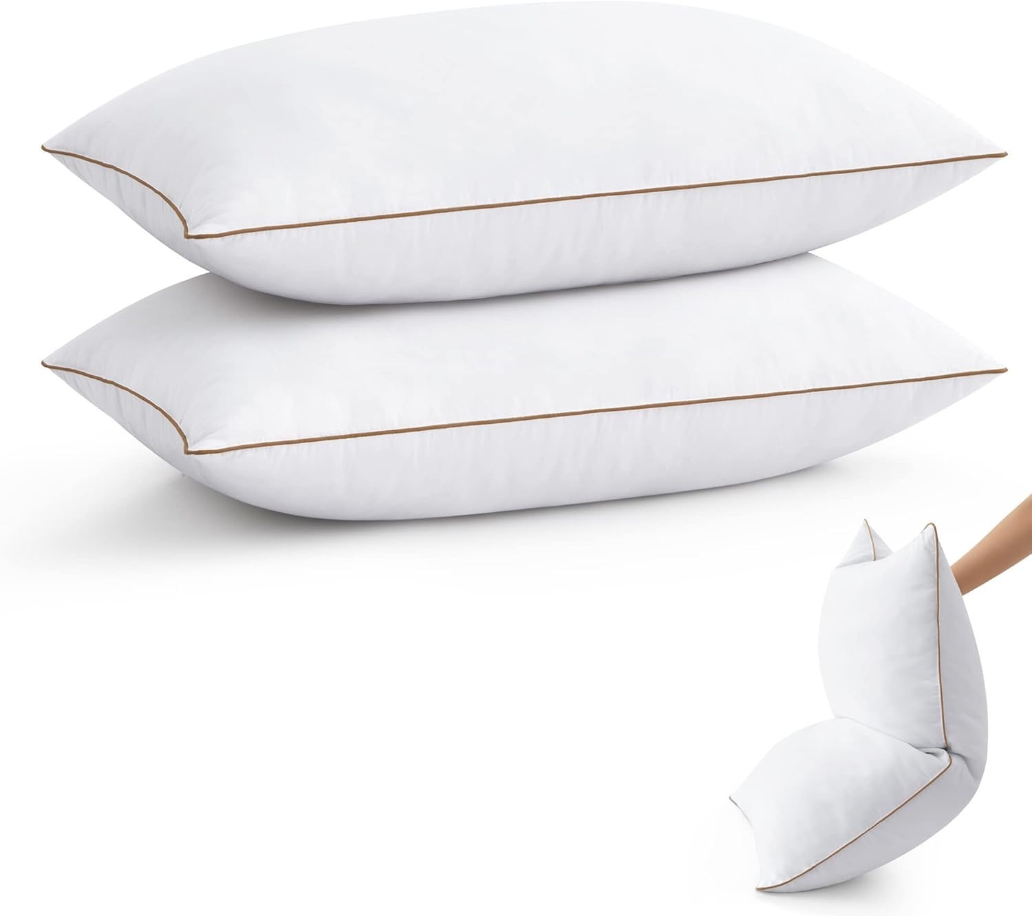 - Set Of 2 Feather Pillows, Queen Size (20"x28")