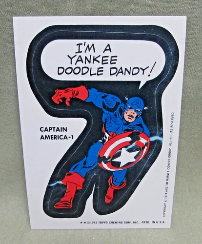 1975 CAPTAIN AMERICA 1 STICKER Vintage Topps Marvel Comic Book Super Heroes card
