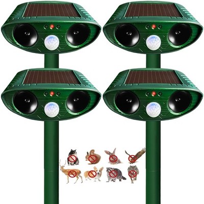 4 Pack Solar Ultrasonic Animal Repellent Outdoor, Cat Deterrent, Squirrel Rep...