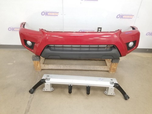 15 TOYOTA TACOMA SR5 BUMPER ASSEMBLY OEM FRONT RED 3R3 WITH FOG LAMPS AND FLARES
