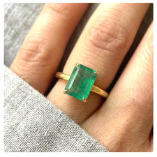 Natural Emerald Ring 925 Sterling Silver Ring Handmade Ring Wedding Ring