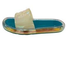 Tory Burch 7 Bubble Jelly Slide Sandals Iridescent Tuscan Blue Aqua Pool Slides