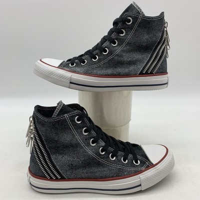 Converse All Star Sneakers Womens 7 Black High Top Punk Goth 