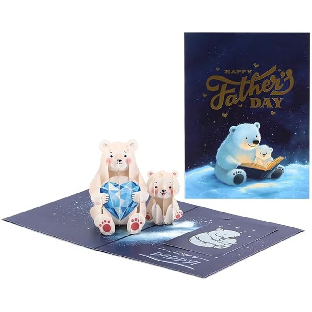  - I Love You Daddy Polar Bear 3D Pop Up Father's Day Card - Image 2