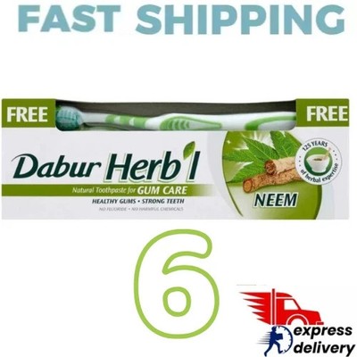 SCHNELLER VERSAND  6X Dabur Herbal Gum Care Zahnpasta Neem 150gm zahnbürsten...