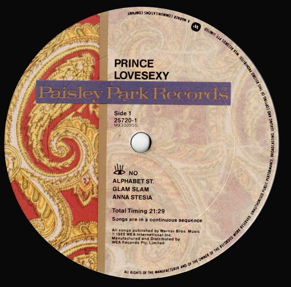 PRINCE lovesexy PAISLEY PARK RECORDS LP  1-25720_original 1988 NEAR MINT - Image 3 of 4