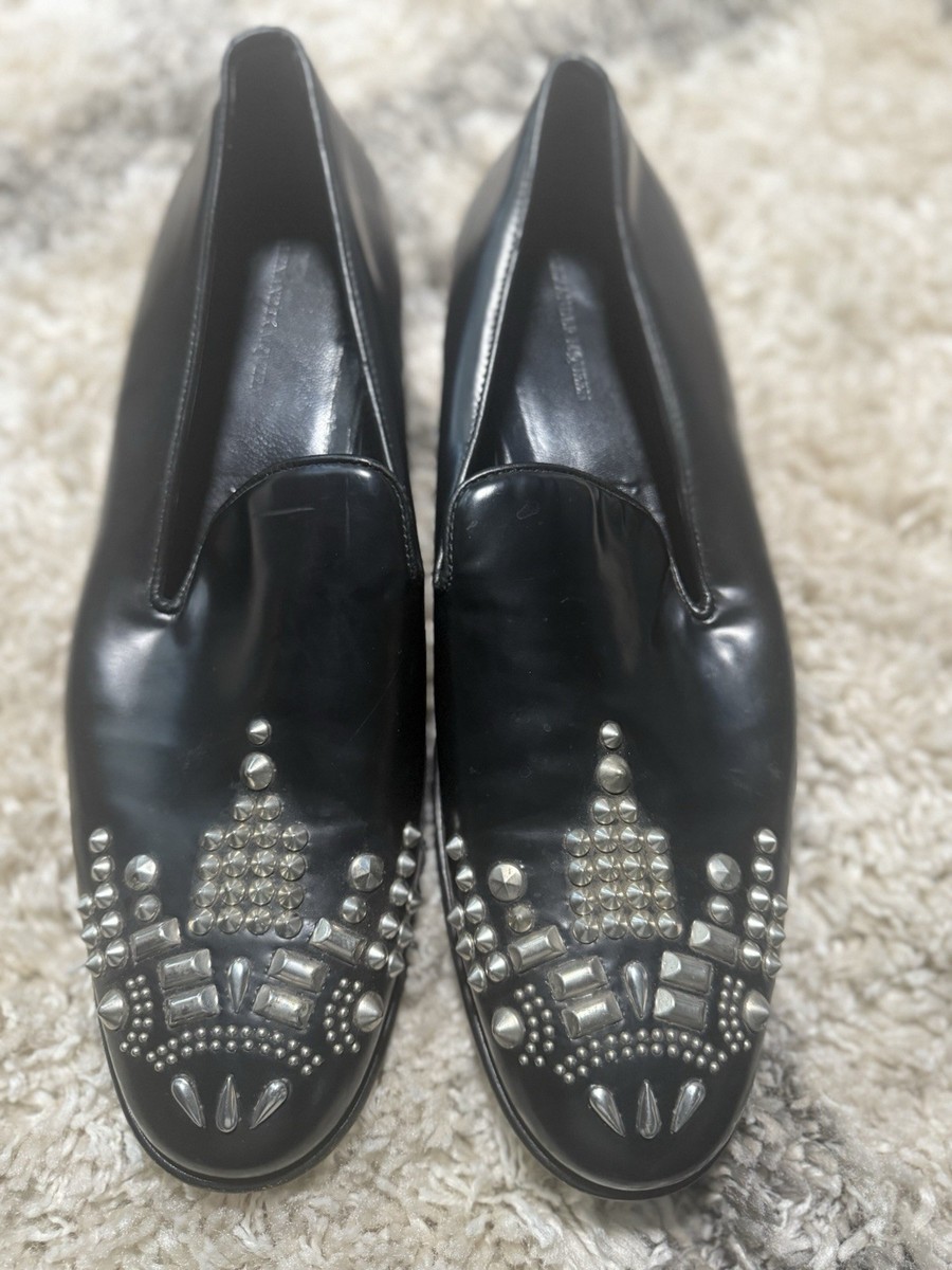 Alexander McQueen Black Leather Spike-Embellished Loafers EU41 (US8) McQueen Men main image 4