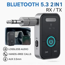 Bluetooth 5.3 2-in-1 Transmitter Receiver AUX Adapter Wireless for Car TV Speake