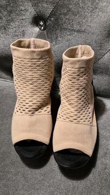 BERNIE MEV Josephina Beige Sock Open Toe/Heel Platform Wedge Sandal, Sz 40, NIDB