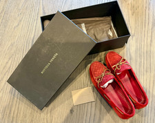 Bottega Veneta Red Suede Intrecciato Loafers Moccassins 5.5/35.5