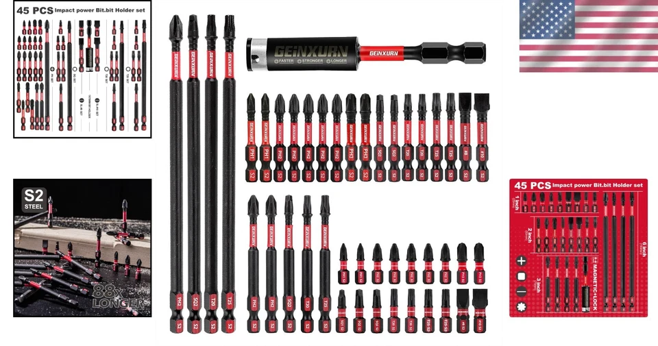 Precision 45PCS Alloy Steel Screwdriver Bit Set with Impact Magnetic Holder - Image 2 of 4