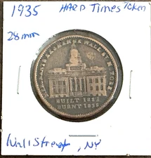1835 Hard Times Wall Street Token, Millions for Defence for Tribute, 28mm 