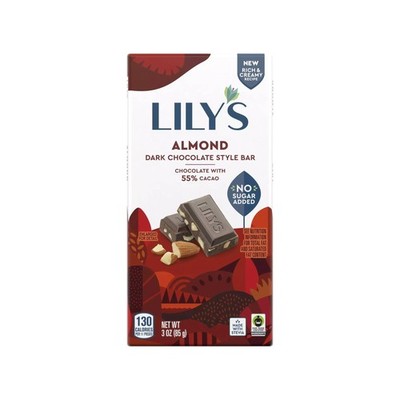 (Case of 12) Lily's Sweets, Almond Dark Chocolate Bar, 3 Ounce EXP 10/2026