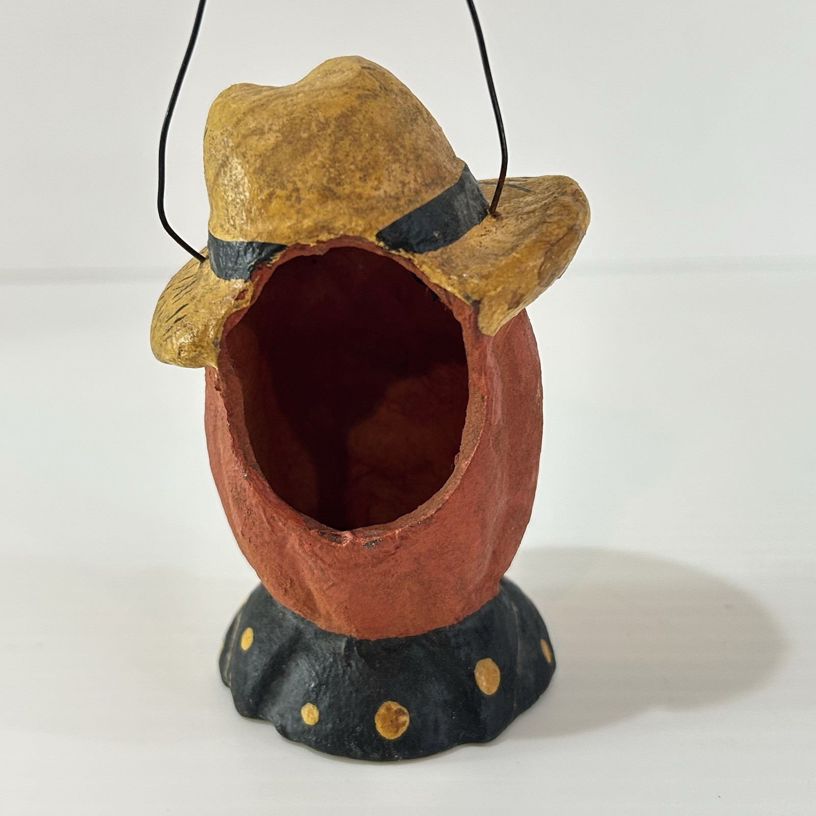 Vintage Inspired Scarecrow Pumpkin Candy Pail Bucket Jack-O-Lantern Paper Mache