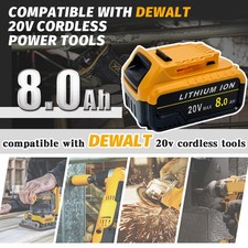 2-Pack For Dewalt 20V 8Ah Li-Ion Battery with LED Indicator Compatibility