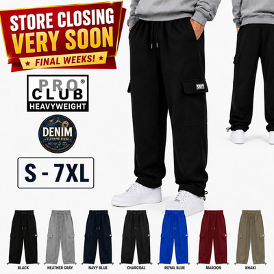 Pro Club Premium Heavyweight Fleece Cargo Pants S-7XL Relaxed Fit Sweatpants Men