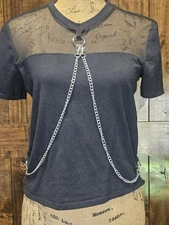 Hot Topic Black Mesh And Chains Shirt