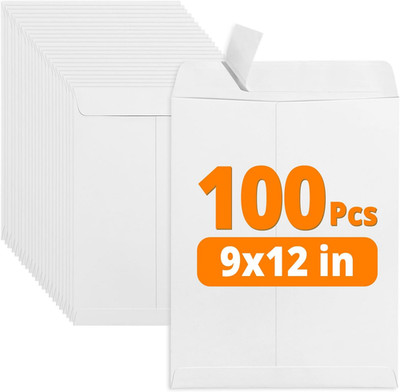9x12 Self Seal Catalog Envelopes 100 Pack White Kraft 28LB