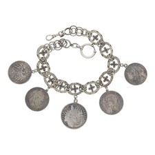 Trachten Charivari Kette Silber 835 geschwärzt Münzen XL Second Hand 25321749